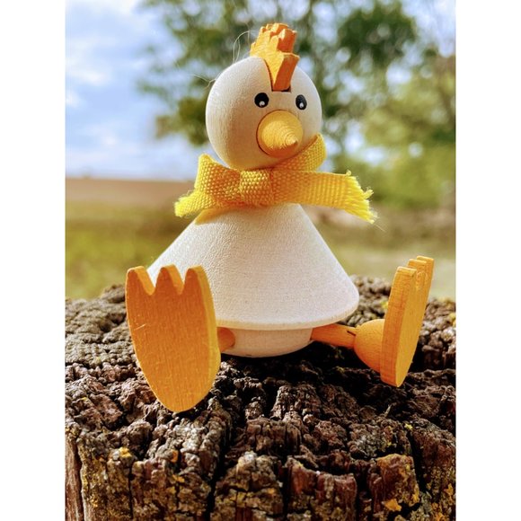 Vintage Swedish Wood Chicken Figurine Shelf Sitter - Picture 5 of 10